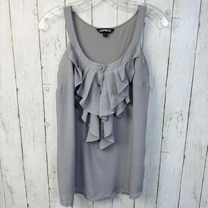 Express Women's Gray Ruffle Sleeveless Tank‎ Top Blouse Casual Size SP
